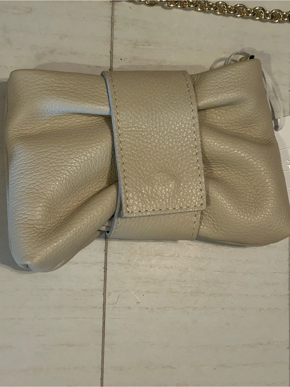 GERMAN FUENTES women's bow‎ clutch bag in Beige NWT